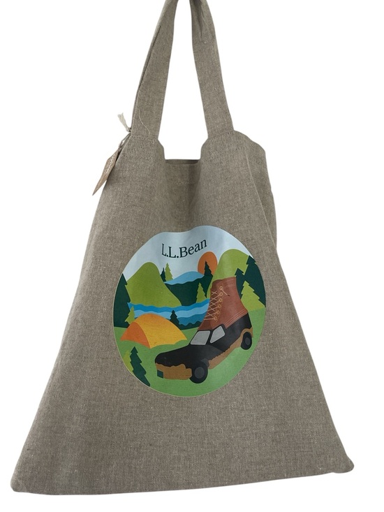 L.L. Bean Handbags - L.L. Bean Canvas Tote in Gray with Colorful Outdoor Graphic